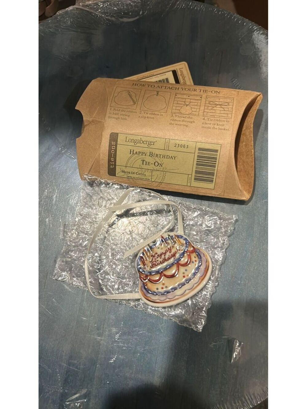 Longaberger Happy birthday basket tie on